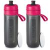 BRITA Portable Water Filter Bottle, Set of 2, 600ml, Active Pink, with Micro-Disc Filters [Official Japanese Product]