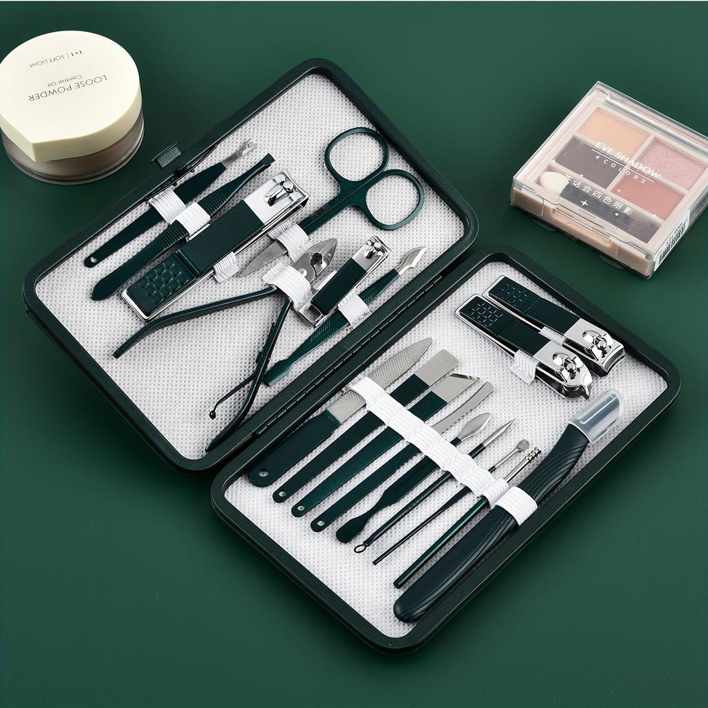 Professional 7-18 Piece Nail Care Kit Stainless Steel Manicure & Pedicure Set with Travel Case for On-the-Go Grooming