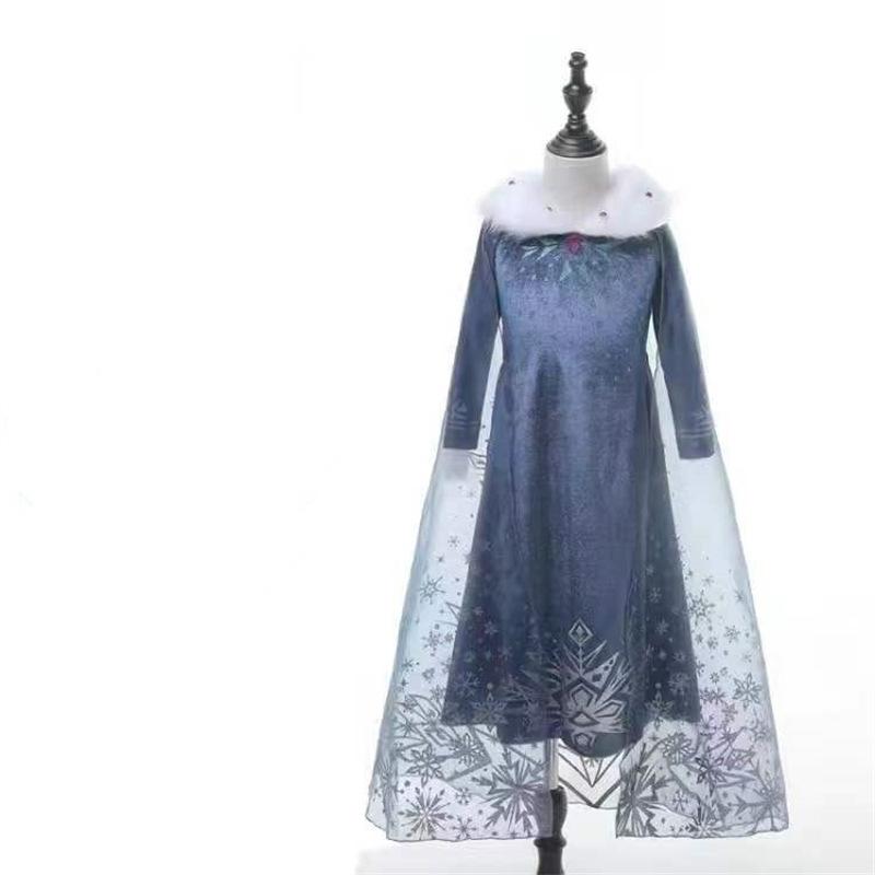 Vestito da Principessa Elsa Costume Cosplay Frozen Outfit per Gioco di Ruolo Bambini Vestito Invernale per Bambine Spesso con Fodera in Pile