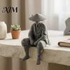 Atmospheric Retro Room Decor 3D Printed Ancient Chinese Hermit Warrior Figurine, Swordsman Statue with Bamboo Hat, Desktop Archeology Rack Mini