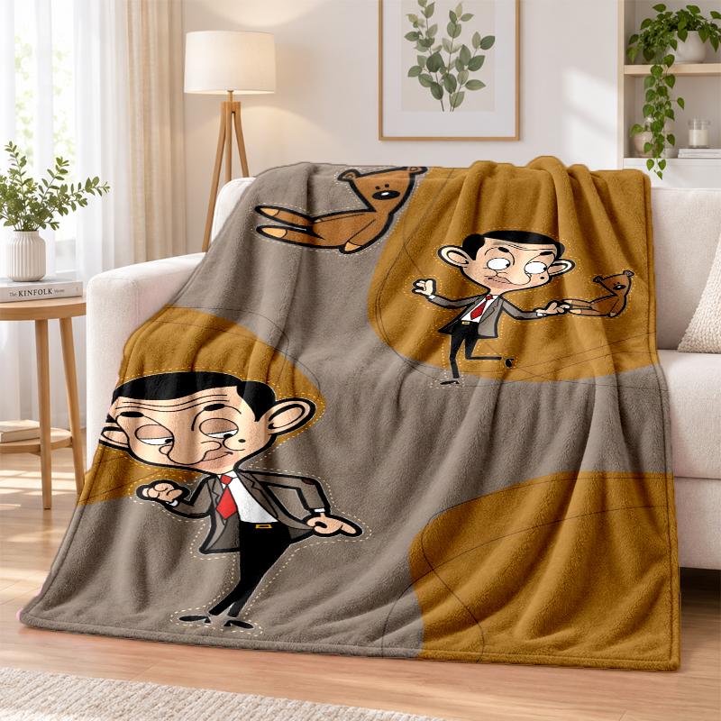 Mr Bean Flannel Throw Blanket Soft Warm Cozy For Sofa Bed Indoor Home Bedroom Use