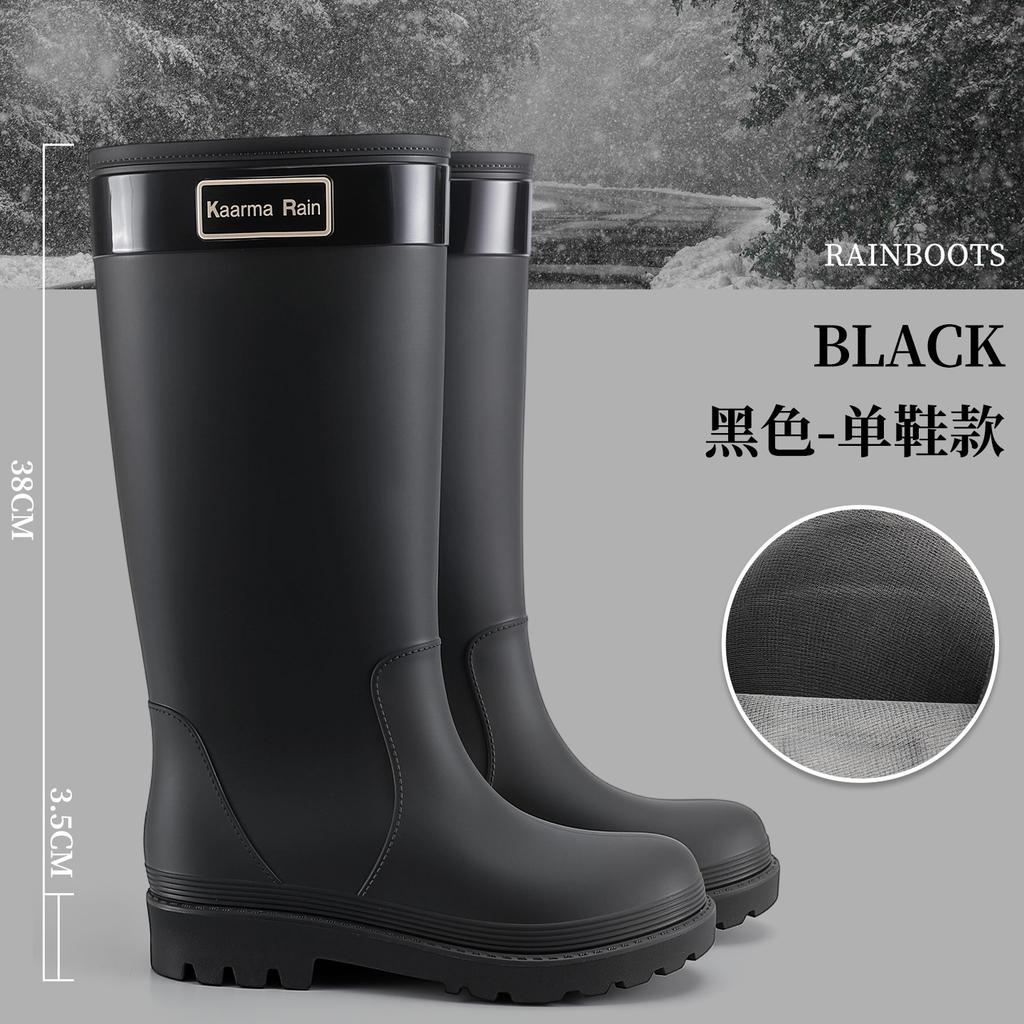 New Red Rain Boots Women's Autumn and Winter New Thickened-soled Boots Knight Boots Straight Boots Travel High Single Boots