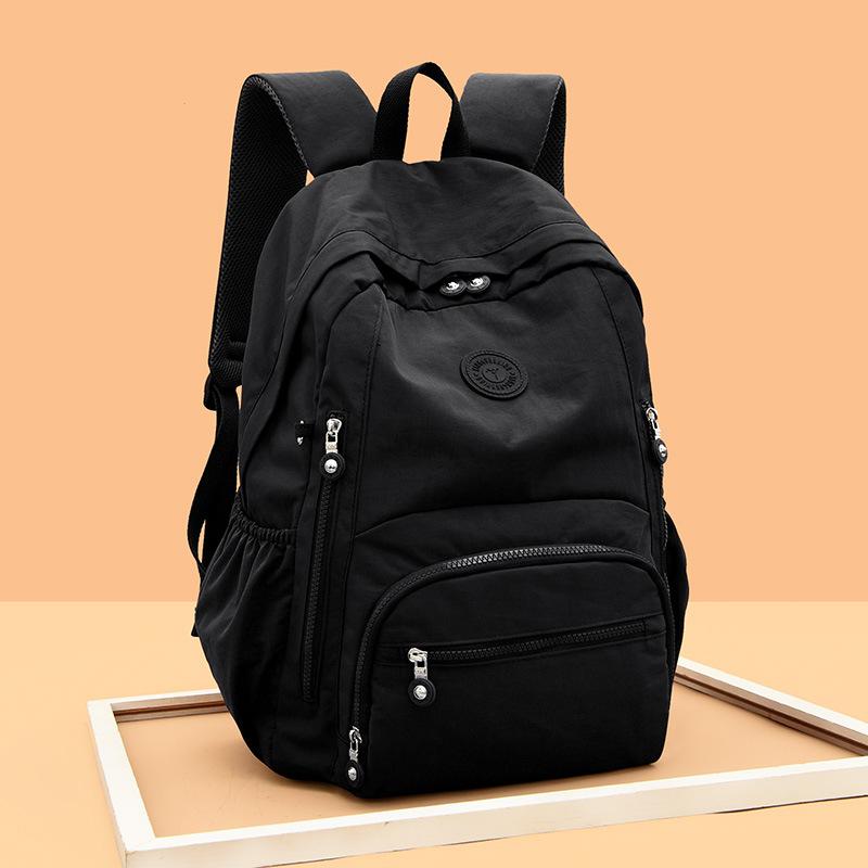 Nylon Backpack Solid Color Student School Baglarge Capacity Women's Travel Bag