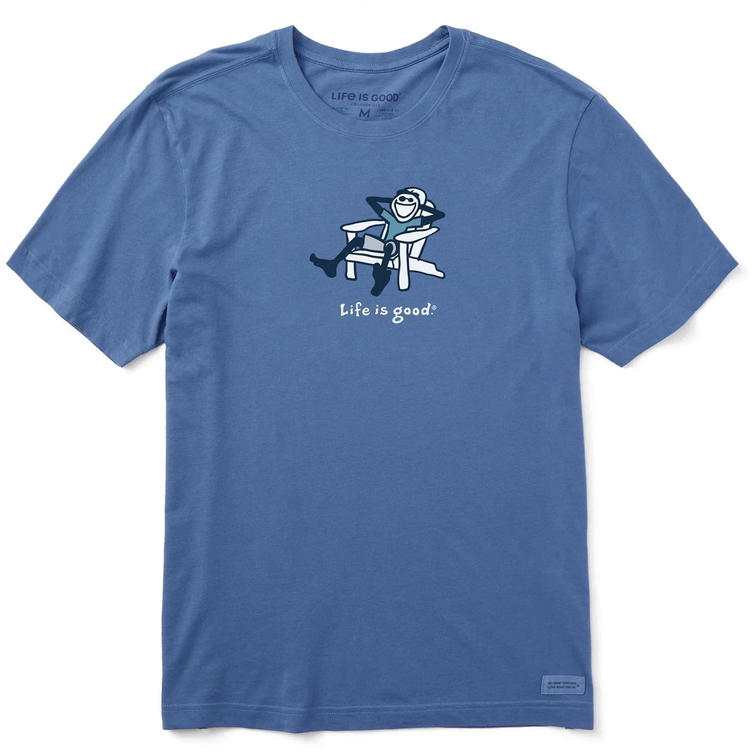 Life is Good. Men s Adirondack Jake Chill Short Sleeve Crusher Tee, Vintage Blue M