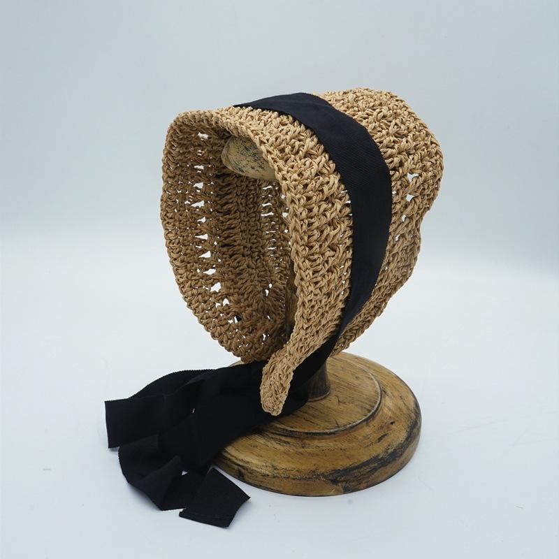 Japanese French Retro Hand-Woven Lace-Up Hair With Hat Female Spring Summer Vacation Cute Sweet Little Fresh