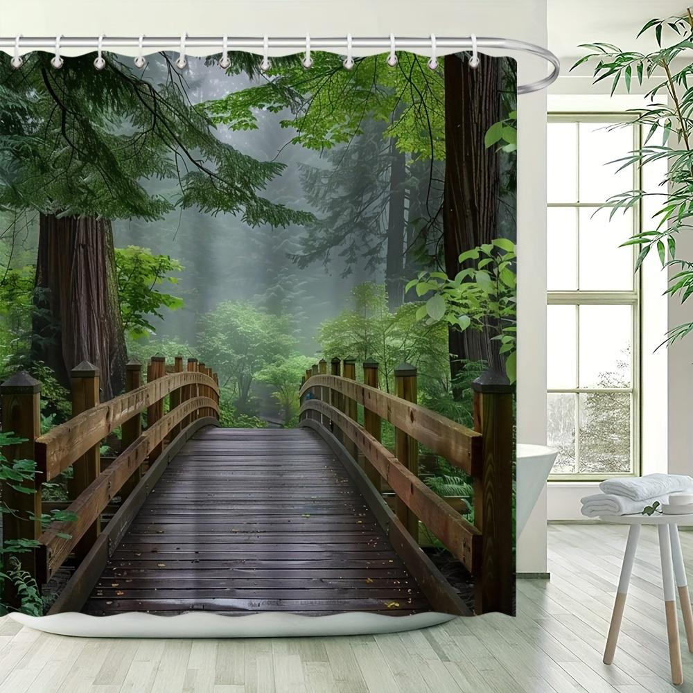 Waldbrücke Duschvorhang - Strapazierfähiges Polyester, Wasserdicht, Leicht zu reinigen