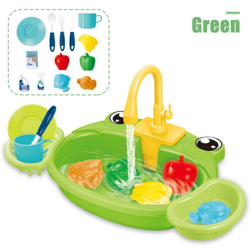 Educational Simulation Kitchen Sink Set Platic Montessori Game Toy Electric Dishwasher Kids Toy
