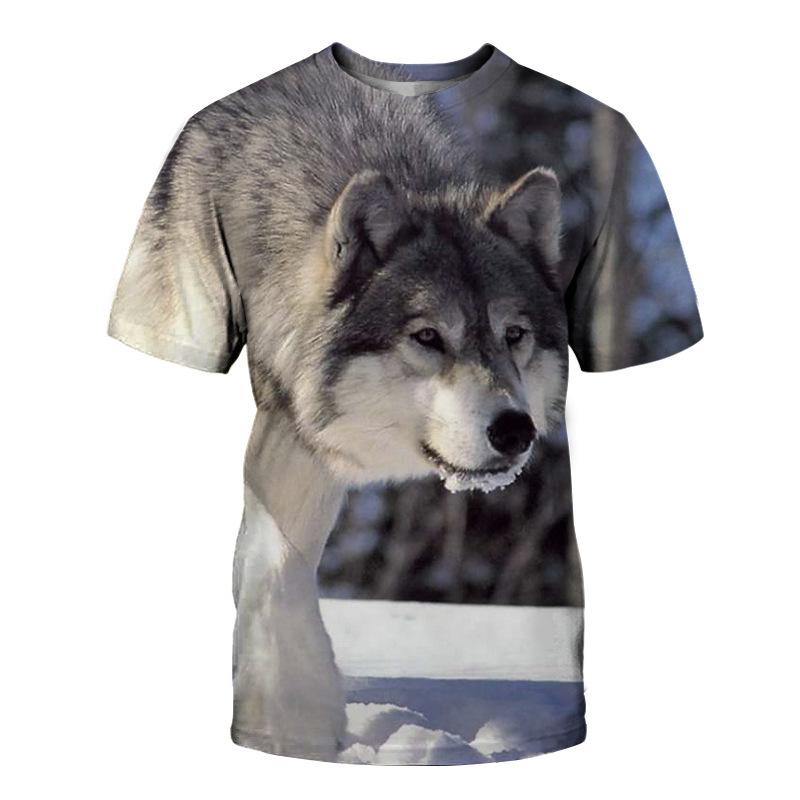 

Летняя футболка с круглым вырезом, 3D-принтом, рисунком животного волка, модная, повседневная, с короткими рукавами, мужская 6XL