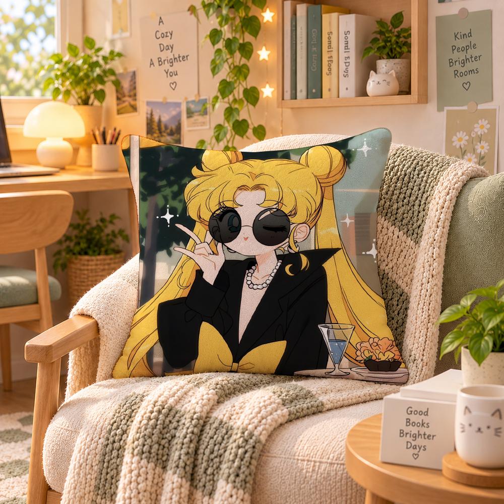 Anime Sailor Moon Magical Cushion Cover Personalized Soft Plush Pillow Living Room Home Sofa Bedroom Office Car Cushion