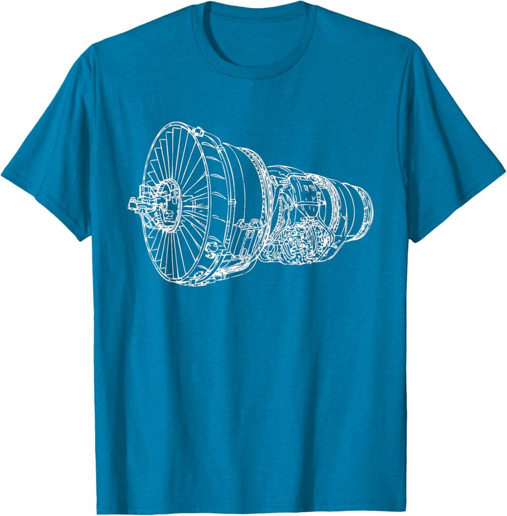 Aircraft Jet Engine Airplane Tshirt TShirt Short Sleeve Casual  Cotton Shift