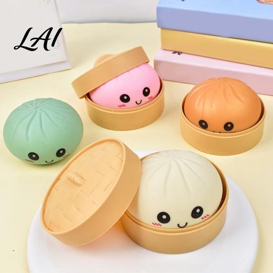 Cartoon Expression Dumpling Toy 12Pcs Squeeze Soft Stretchy Steamed Kids Stress Relief Bun Fidget Decompression Simulation Dough Ball Desk Compact