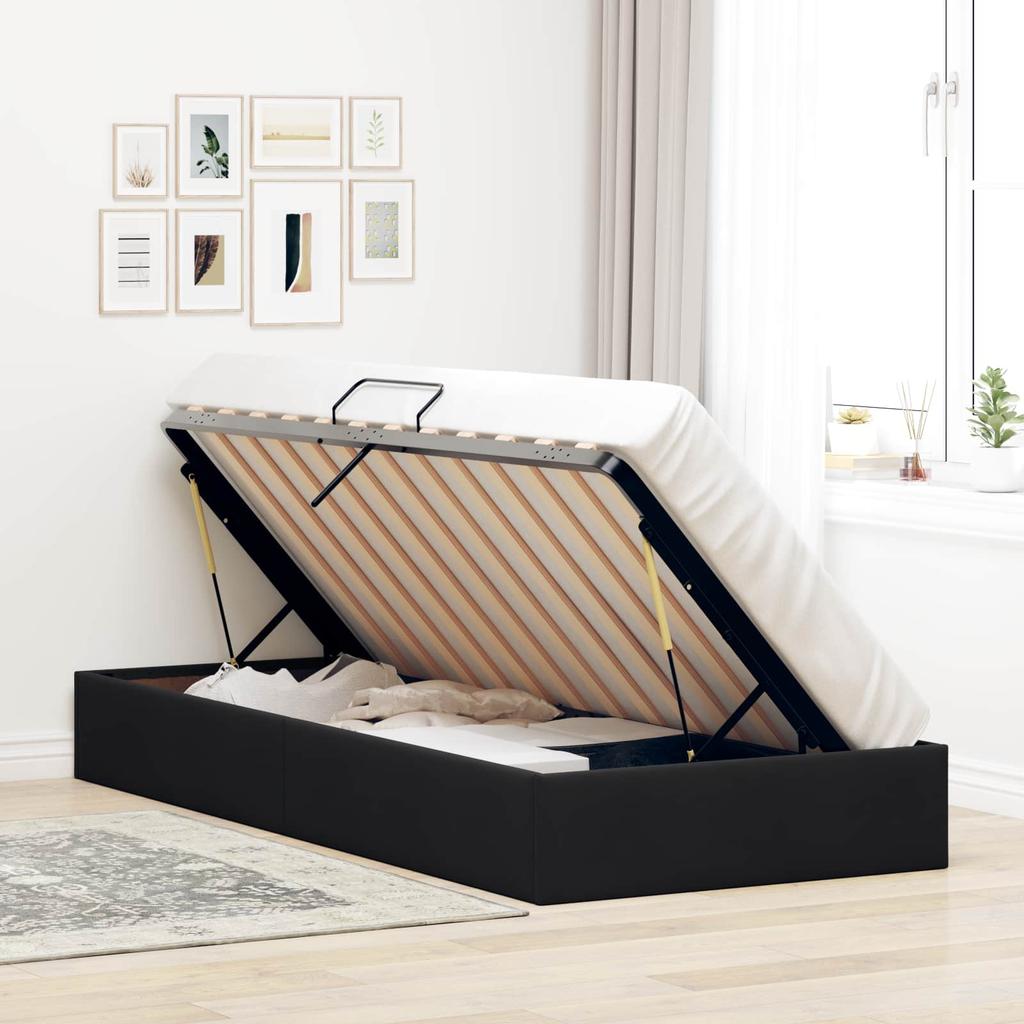 Ottoman Bed Frame with Storage Black 90 x 190 cm Velvet