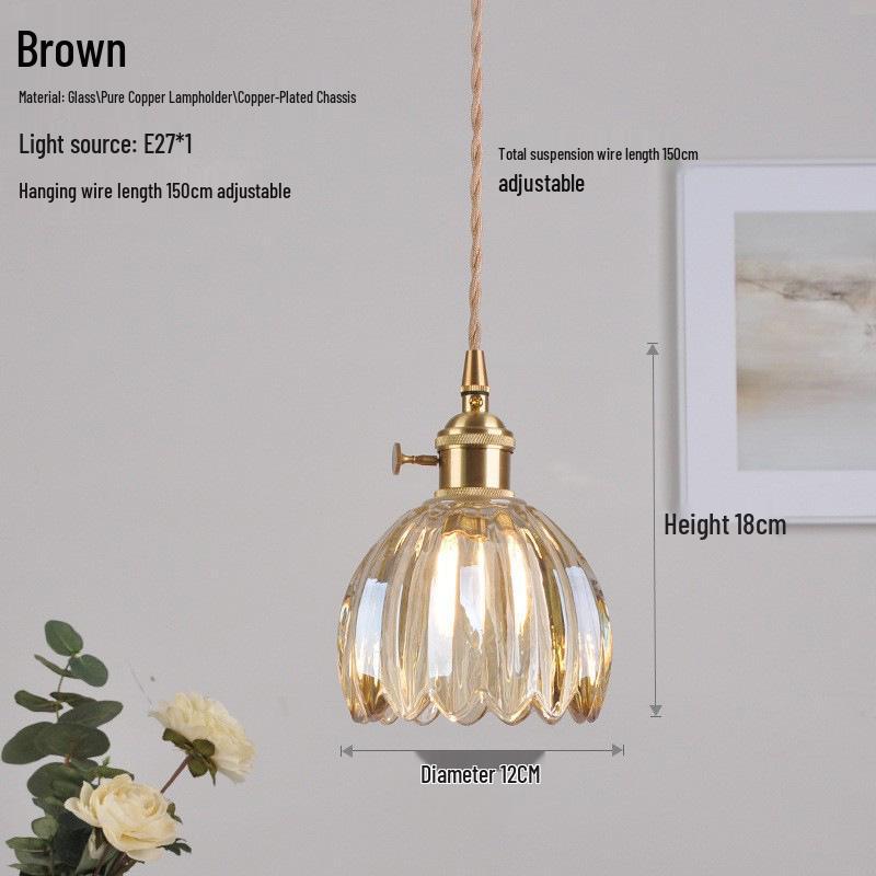 Nordic Retro Brass Glass Pendant Light - Ideal for Bar, Restaurant, Bedside, or Cafe.