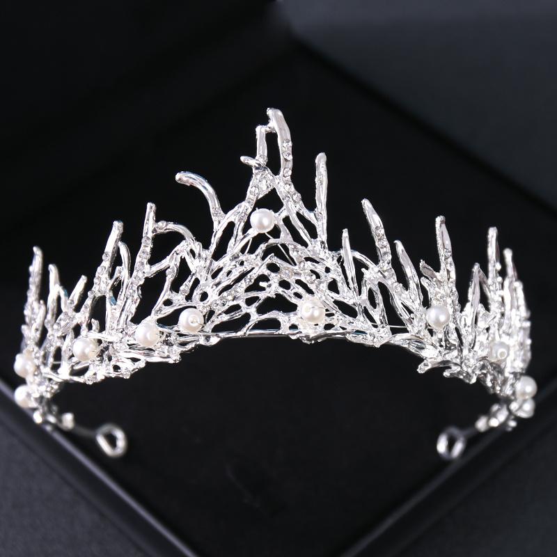 Vintage Wedding Crown Pearl Rhinestone Crystal Crown Headdress Bridal Crown Hair Accessories Queen Crown Wedding Headdress Gift