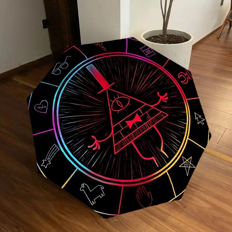 1pc Gravity Falls Bill Cipher Automatic Folding Umbrella - Compact 8-Rib Design, Durable Plastic & Iron, Lightweight for Outdoor Daily Use,  a0929178
