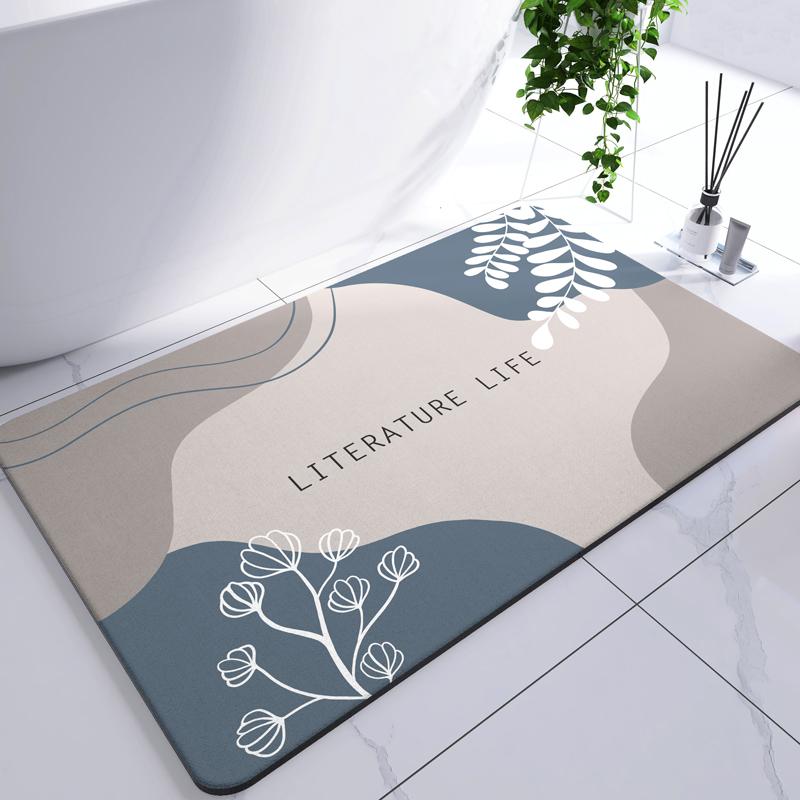 Diatomite Leaf Bath Mat Foot Mat Non-slip Bathroom Rug Absorbent Bath Carpet Quick Drying Shower Toilet Bathtub Doormat Washable
