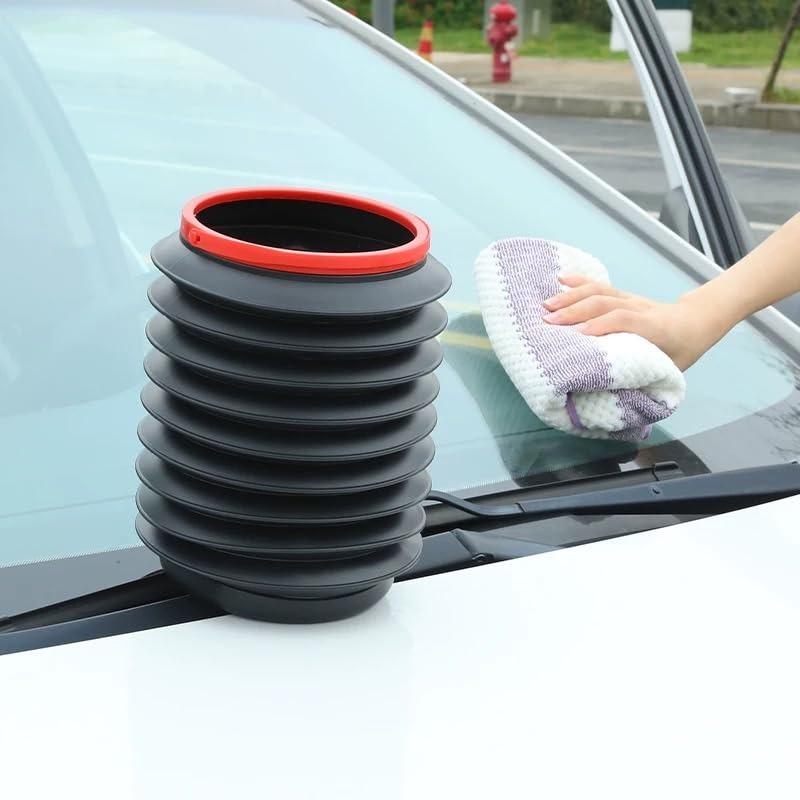 1pc Telescopic Car Trash Can, Leakproof Collapsible Storage Bin for Auto, Multi-Purpose As Umbrella Holder & Snack Organizer