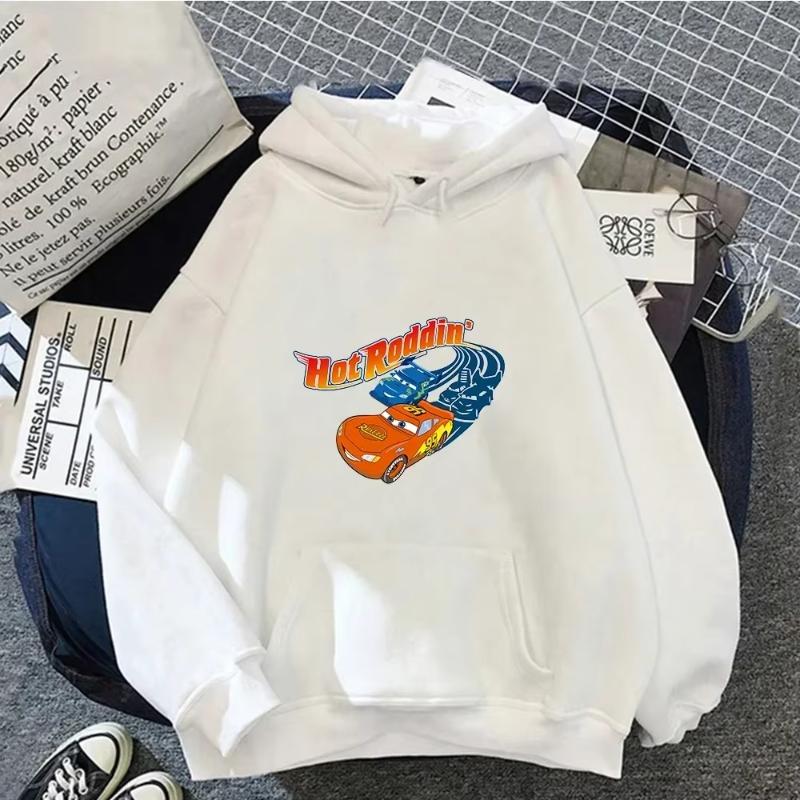Cars Lightning McQueen Hoodies Women Vintage Jasmine Kawaii Hooded Pullover Clothes Cartoons Sweatshirt Harajuku Aesthetic Tops