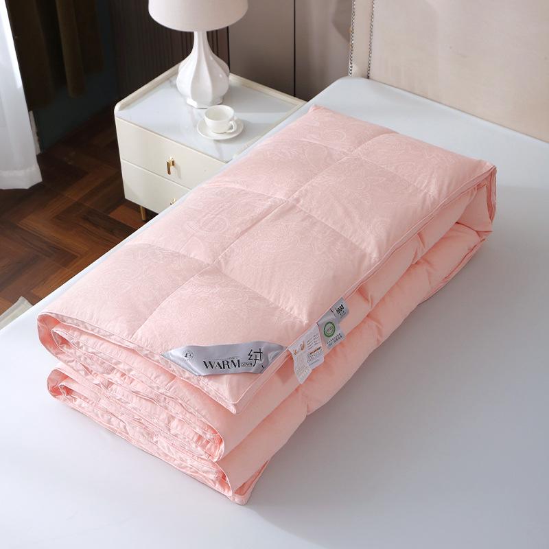 Reine Baumwolle Jacquard Doppellagige Auslaufdichte Daunendeckenhülle mit Kassettensteppung und Füllrohr-Anleitung