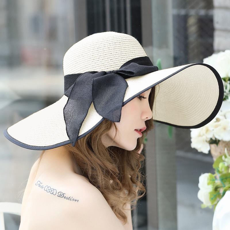 Beach hat shade summer straw hat big edge hat children foldable sun hat travel seaside versatile vacation