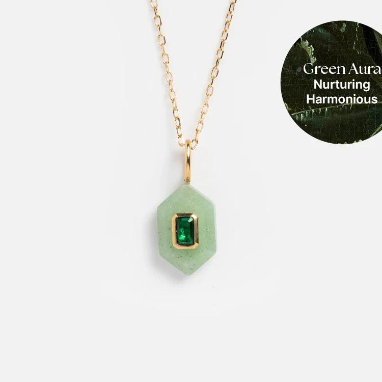 Natural Stone Energy Necklace Women'S Style Stainless Steel Sense Color Retention Fashion