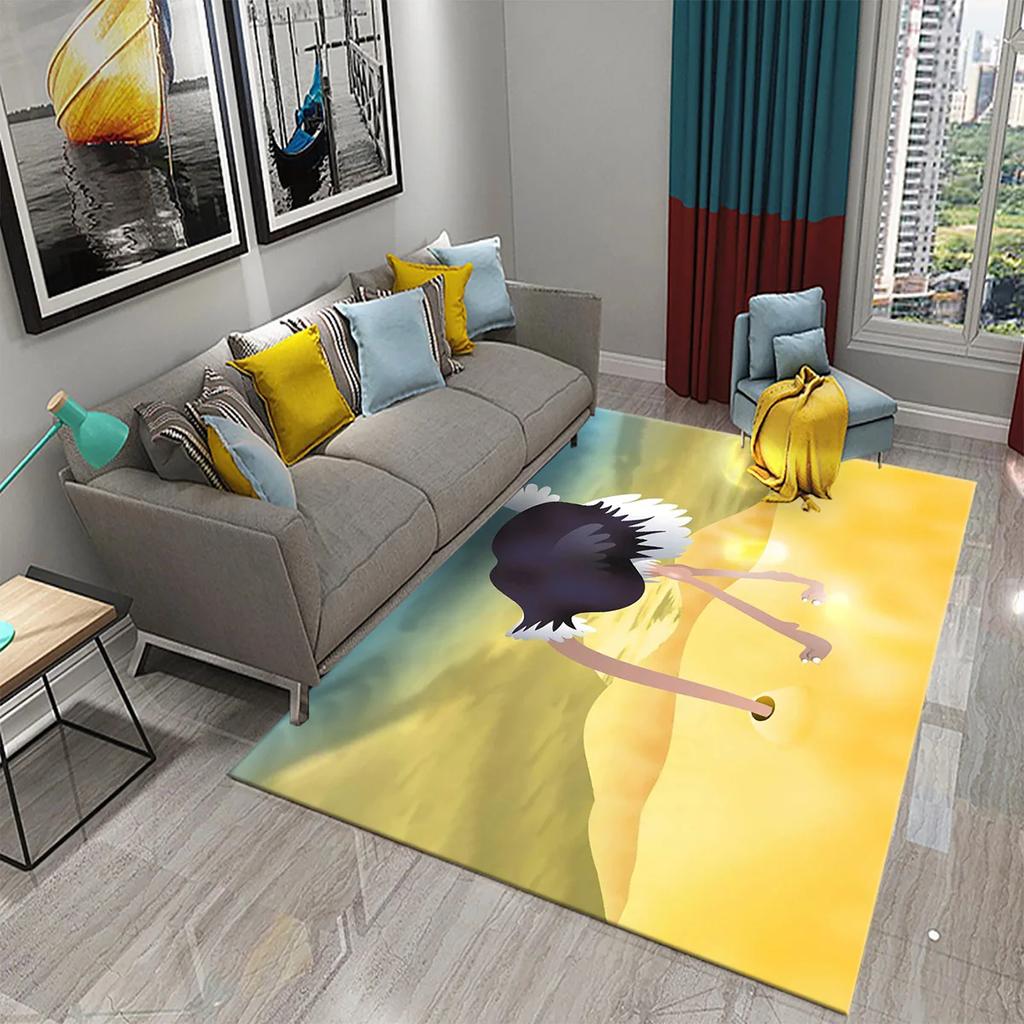 Cute Ostrich Carpet Funny Animal Rugs for Living Room Kids Bedroom Room Decor Floor Rugs Bathroom Entrance Non-Slip Area Rugs