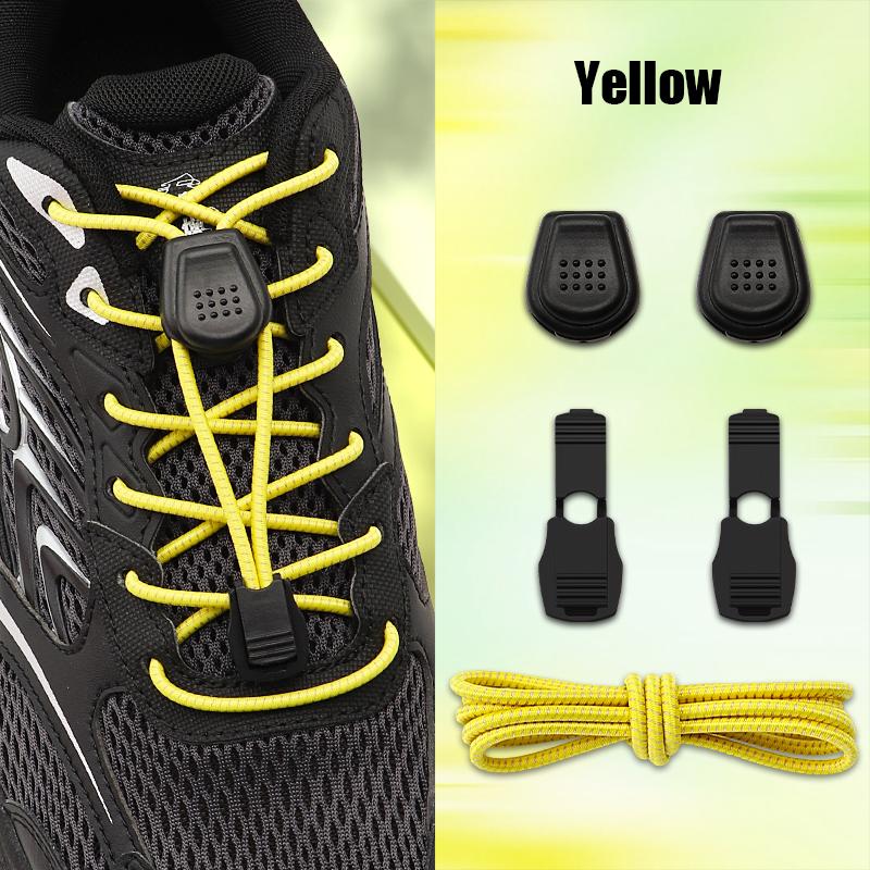 1Pair Press Lock Buckle Lazy Shoe Laces Elastic Round Shoelaces with For Kids Adults Suitable for A Variety of Shoes