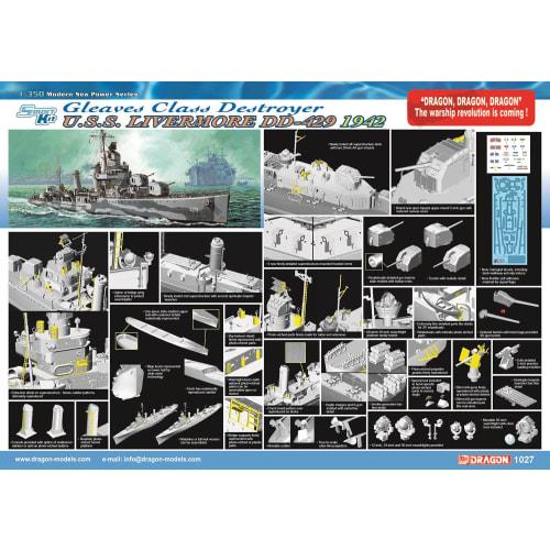 Platz Dragon 1/350 WWII U.S. Navy Greaves-class U.S.S. Livermore DD-429 1942 Plastic Model Kit DR1027