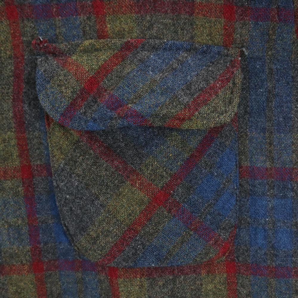 TOWNCRAFT 60s Made in Japan Wool Blend Flannel Vintage Check Pattern Long sleeve Open collar shirt Men's Used