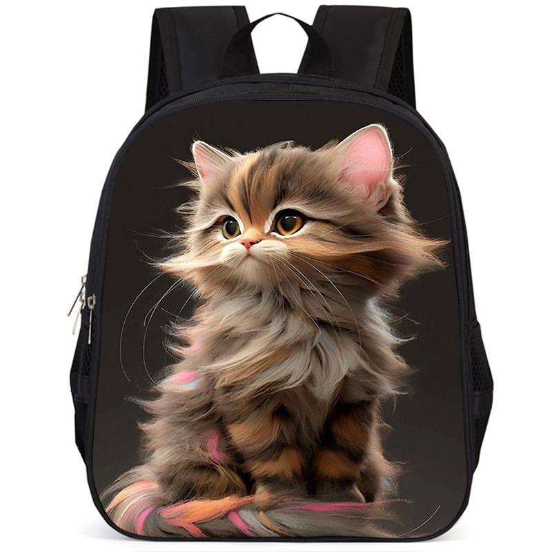 Adorable Cat 15-inch Large Capacity School Backpack Lightweight Oxford Fabric