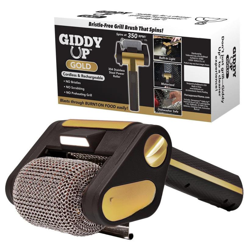 350Rpm Electric Roller Grill Brush With Replaceable Brush Head Stainless Steel Grill Cleaner Rechargeable Barbecue Cleaner Tools чёрный