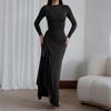 Women's Casual Fashion Long Sleeve Color Slim Waist Dress