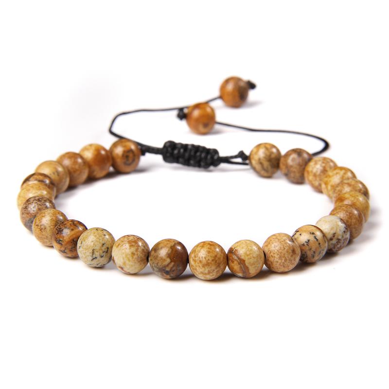 Natural Stone 6mm Beads Bracelet Adjustable Rope String Braided Bracelets For Women Men Amethysts Red Agates Lava Beaded Bangles