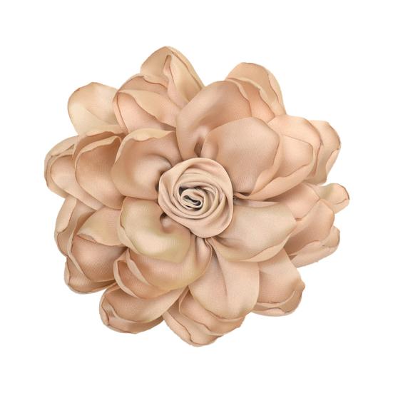 Fabric Flower Satin Rose with Flat Back Handcrafted Blooms Hat Clothes Hair Tie Accessories for DIY Craft Corsage Hairpin Brooch Headband