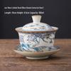 Dunhuang Ru Kiln Crackle Pattern Tea Bowl with Lid - High-End Kung Fu Tea Set, Large Brewer.