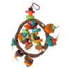 Bird Cage Hanging Ring Toys Fun Colorful Bite Resistance Wooden Parrot Chew Toys for Budgies