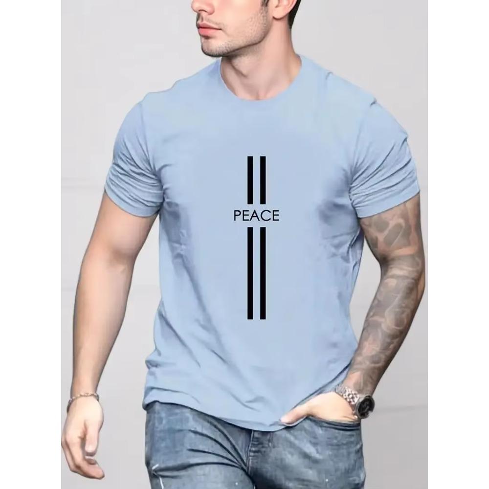PEACE Men's Summer Crew Neck Men's Short Sleeve Cotton T-Shirt Casual Men's Clothing Bag Shipping Fee