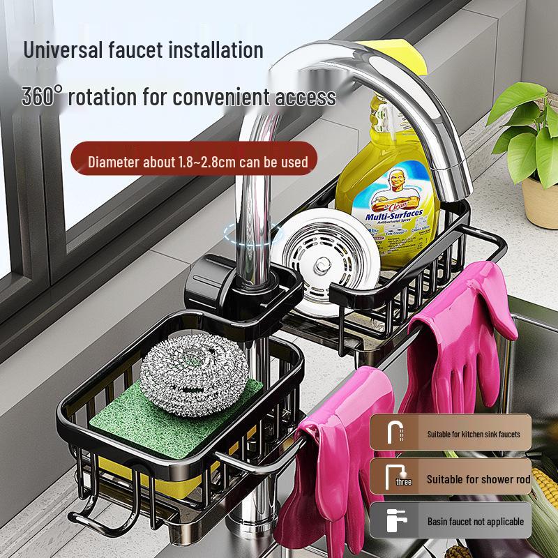 Multifunctional Kitchen Sink Organizer: Dishwashing & Vegetable Washing Basket with Storage Rack