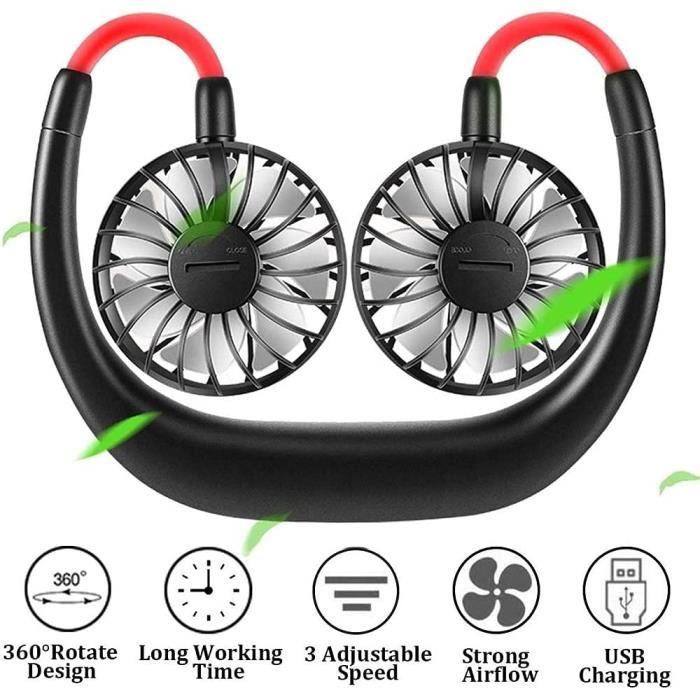 USB Rechargeable Neck Fan - EXEDSCEND - 3 Speeds - Black