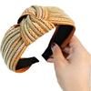 Braided Straw Head Band Knot Embellishment Wide Band Slip Hair Styling Tool Multiple Colors
