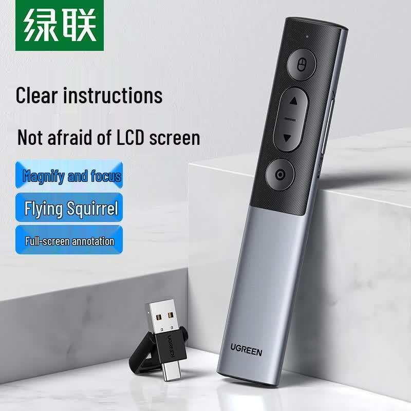 UGREEN Wireless Presentation Remote with Digital Laser & Air Mouse