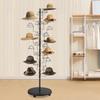 25-Hook Large Freestanding Hat Rack,Modern Black Carbon Steel Hat Display Stand (Holds 25 Caps/Hats) for Home/Store Organization