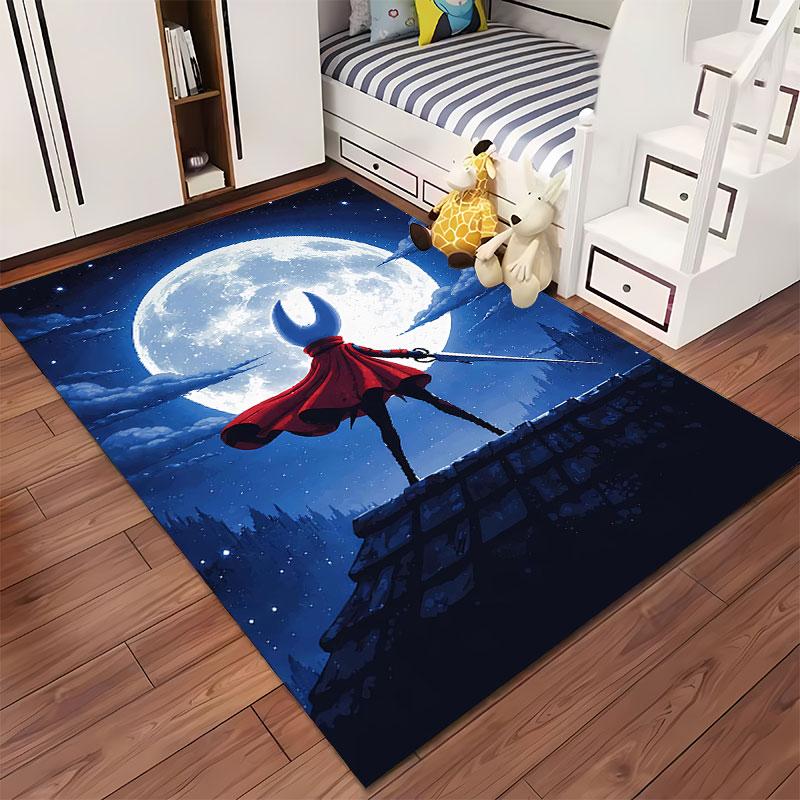 Warrior Silhouette Under Moon Suitable As a Non-slip Mat for the Living Room or Bedroom Sofa