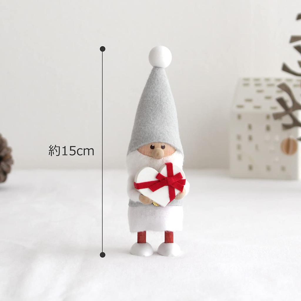 Nordica Nisse Christmas Wooden Doll Heartful Santa Silent Night White X Red