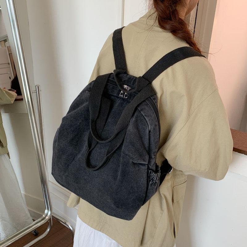 Gewaschene Denim-Schultertasche Große Kapazität Lässige Hobo-Tragetasche mit Seitentaschen für den täglichen Weg zur Arbeit und Reisen
