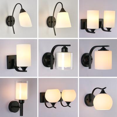 Czarna lampa ścienna LED z kloszem szklanym, lampa nocna do czytania, korytarz, schody, góra, dół, zamontowana nowoczesna lampa ścienna