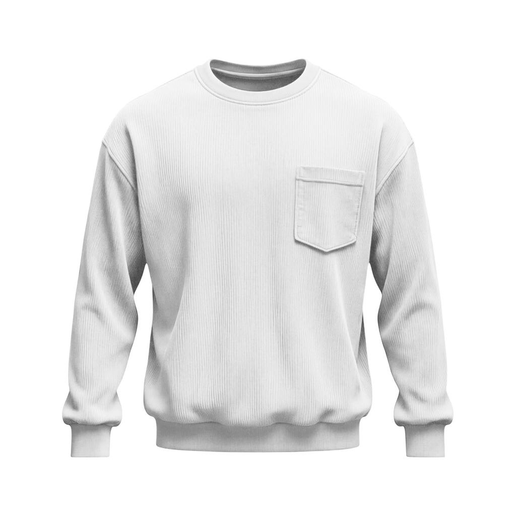 Men's Corduroy Crewneck Sweatshirt With Chest Pocket