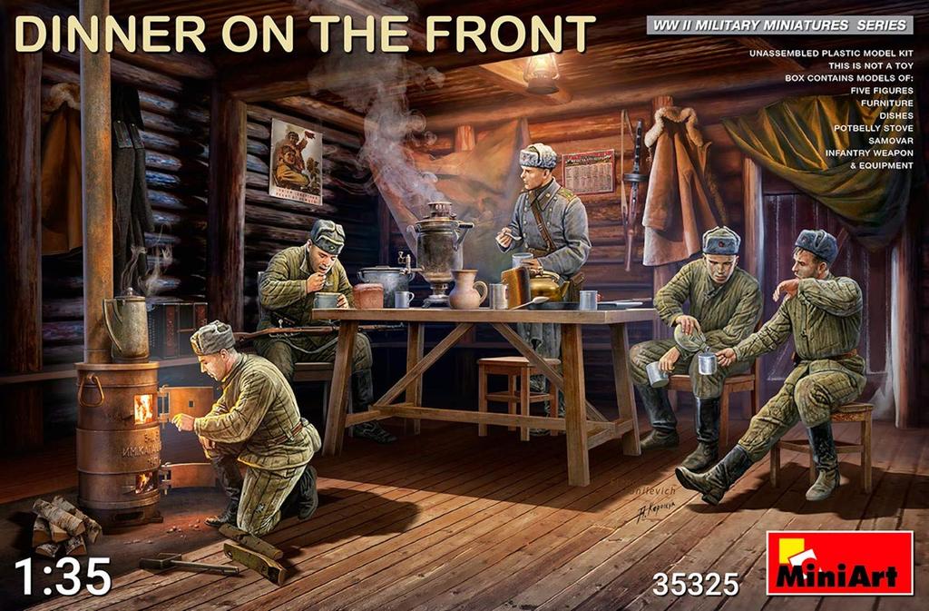 MiniArt Scale Plastic Model Kit Soldiers Having Dinner On the Front Line 1/35 MA35325 (5 Figures)