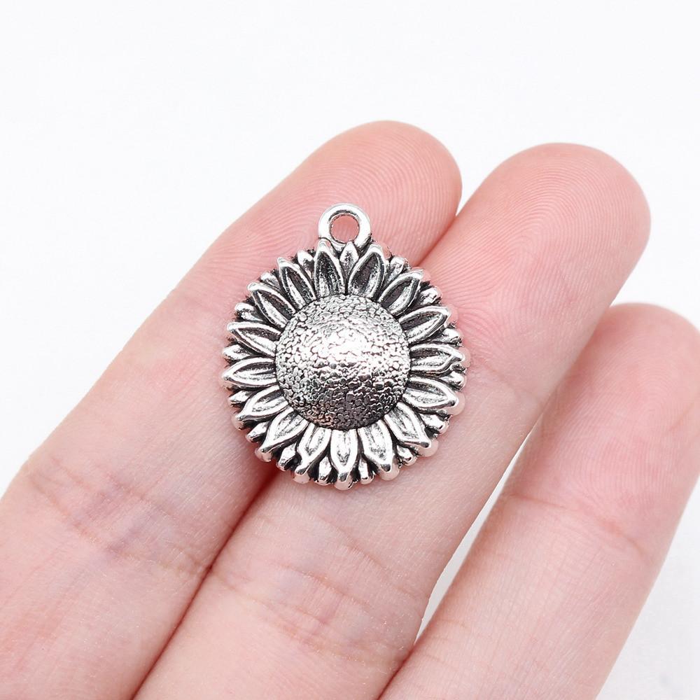 

Small Flower Charms Pendant Men s Jewelry Bulk Elegant Fittings A54-10pcs-23x20mm