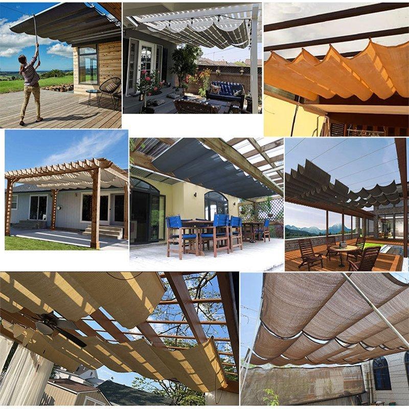 Width 2.5m~3m Outdoor Retractable Sun Shade Sail UV Block Sun Shade Net Patio Pergola Telescopic Wave Shading Canopy with Parts